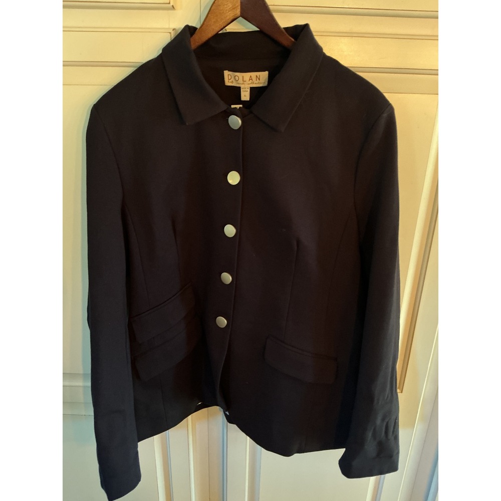 Dolan Left Coast Collection Navy Blue Button Front Striped Lined Blazer XL